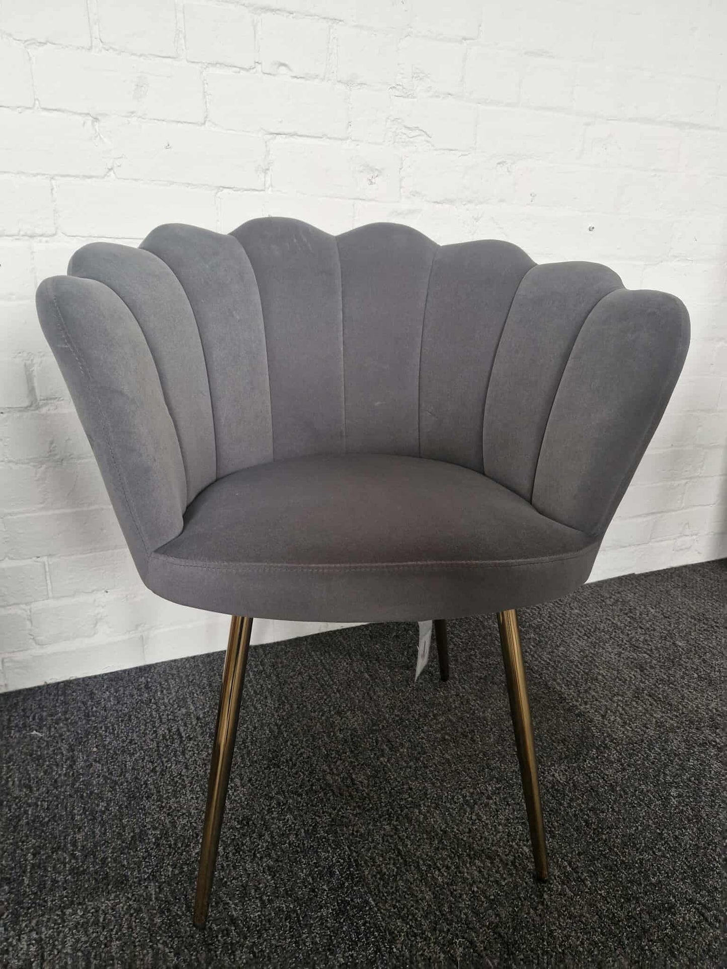 Grey Velvet and Gold Accent Chair