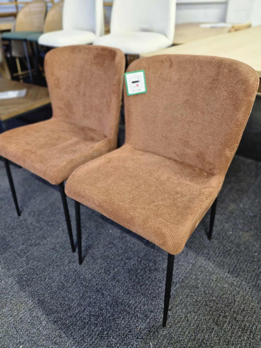 Burnt Orange and Black Metal Dining Chairs Set of 2