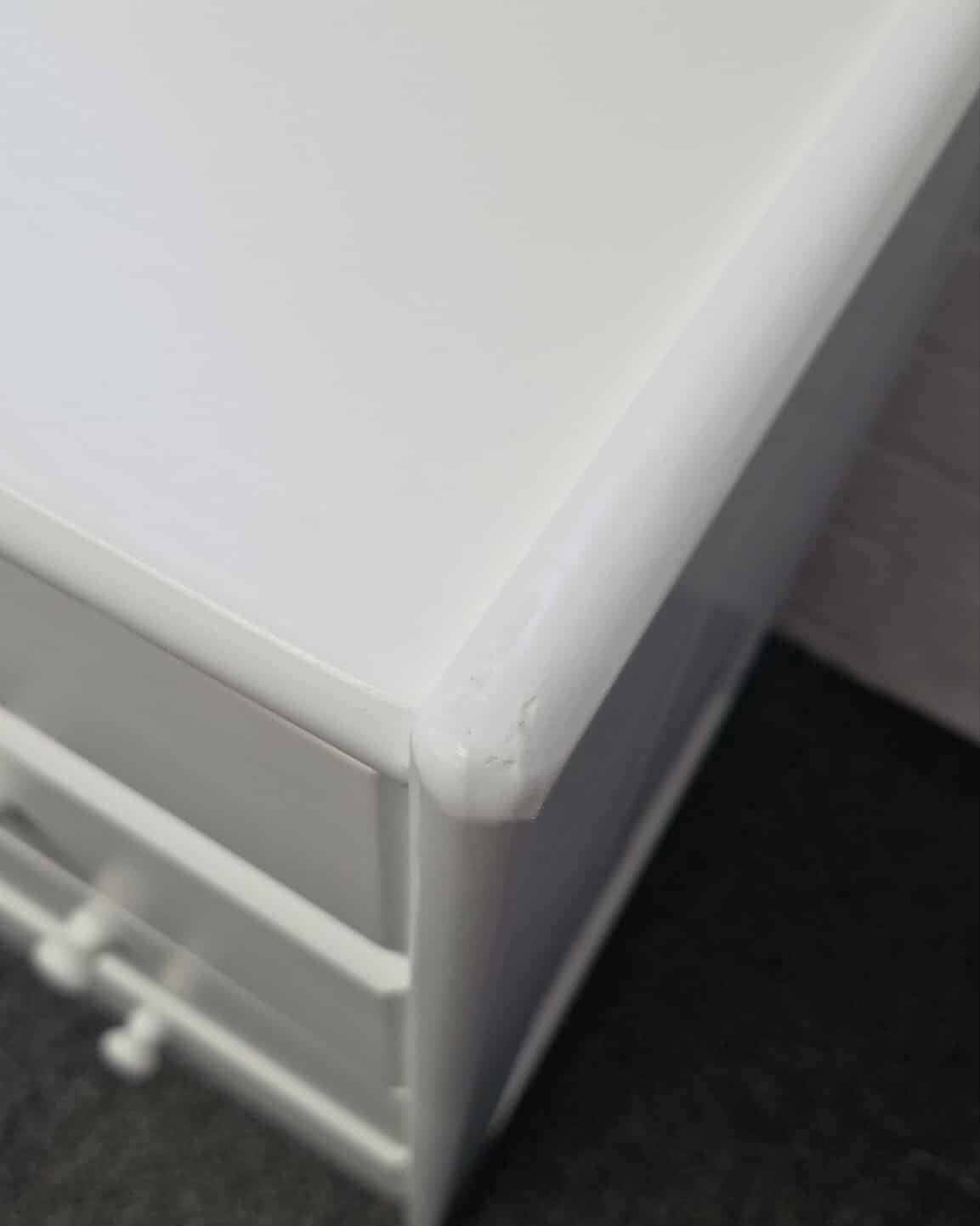 White Solid Wood Large Desk with Storage Drawers