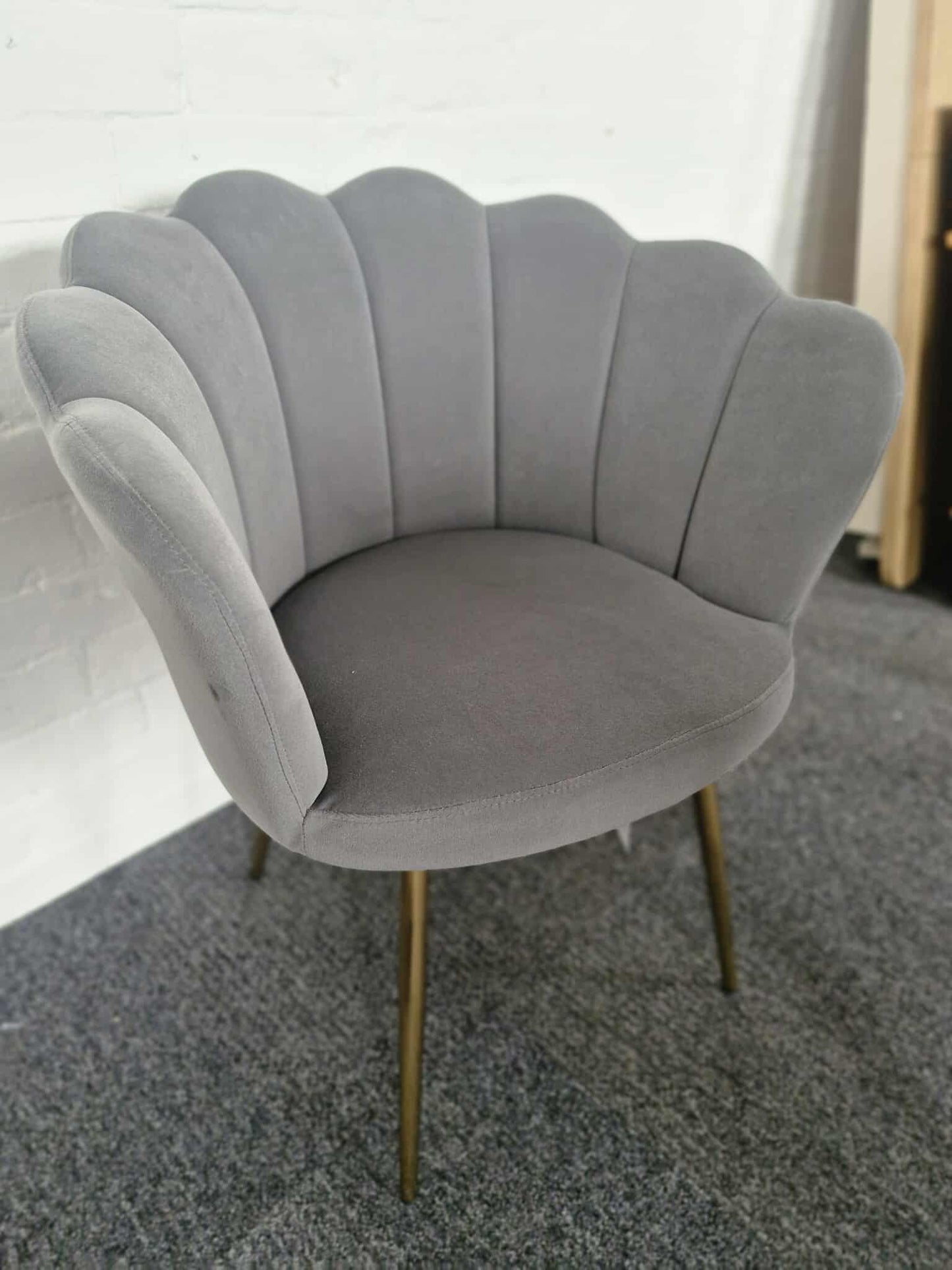 Grey Velvet and Gold Accent Chair