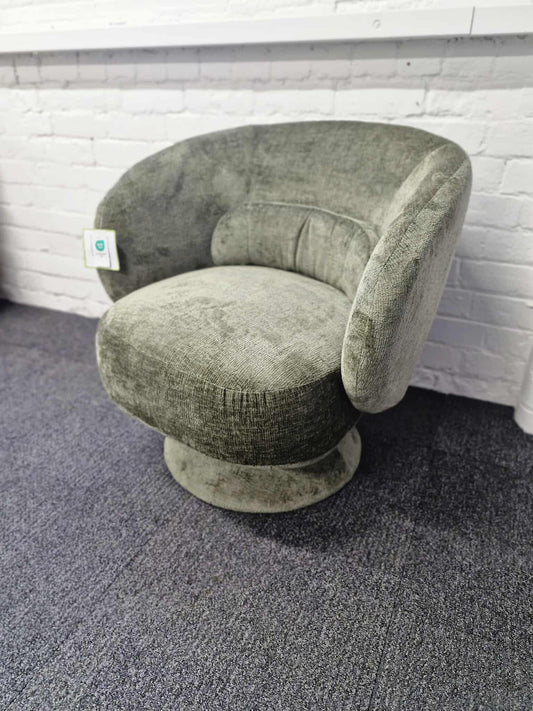 Olive Green Swivel Armchair  / Chenille  Fabric