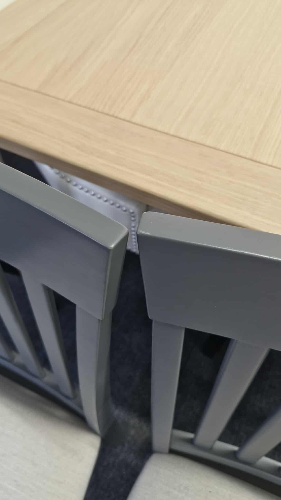 Slatted Dining Chair with Padded Seat, Set of 2, Grey