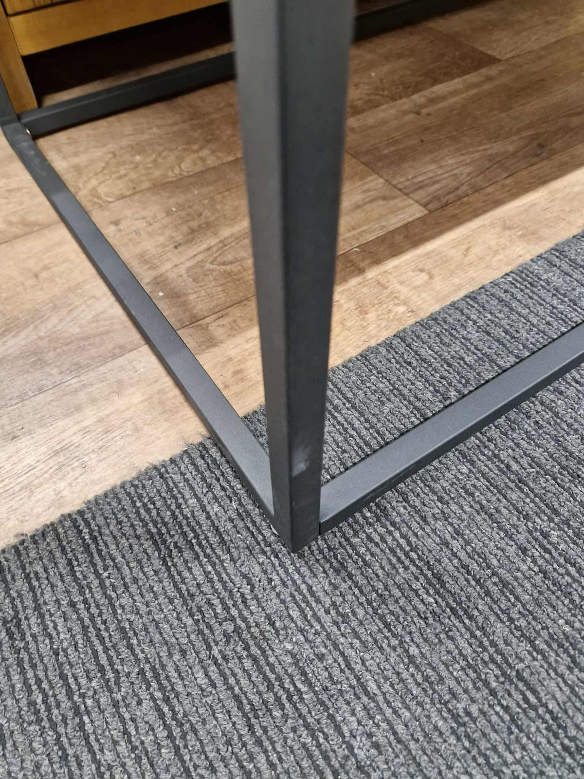 Coffee Table Herringbone Parquet, Solid Pine and Metal
