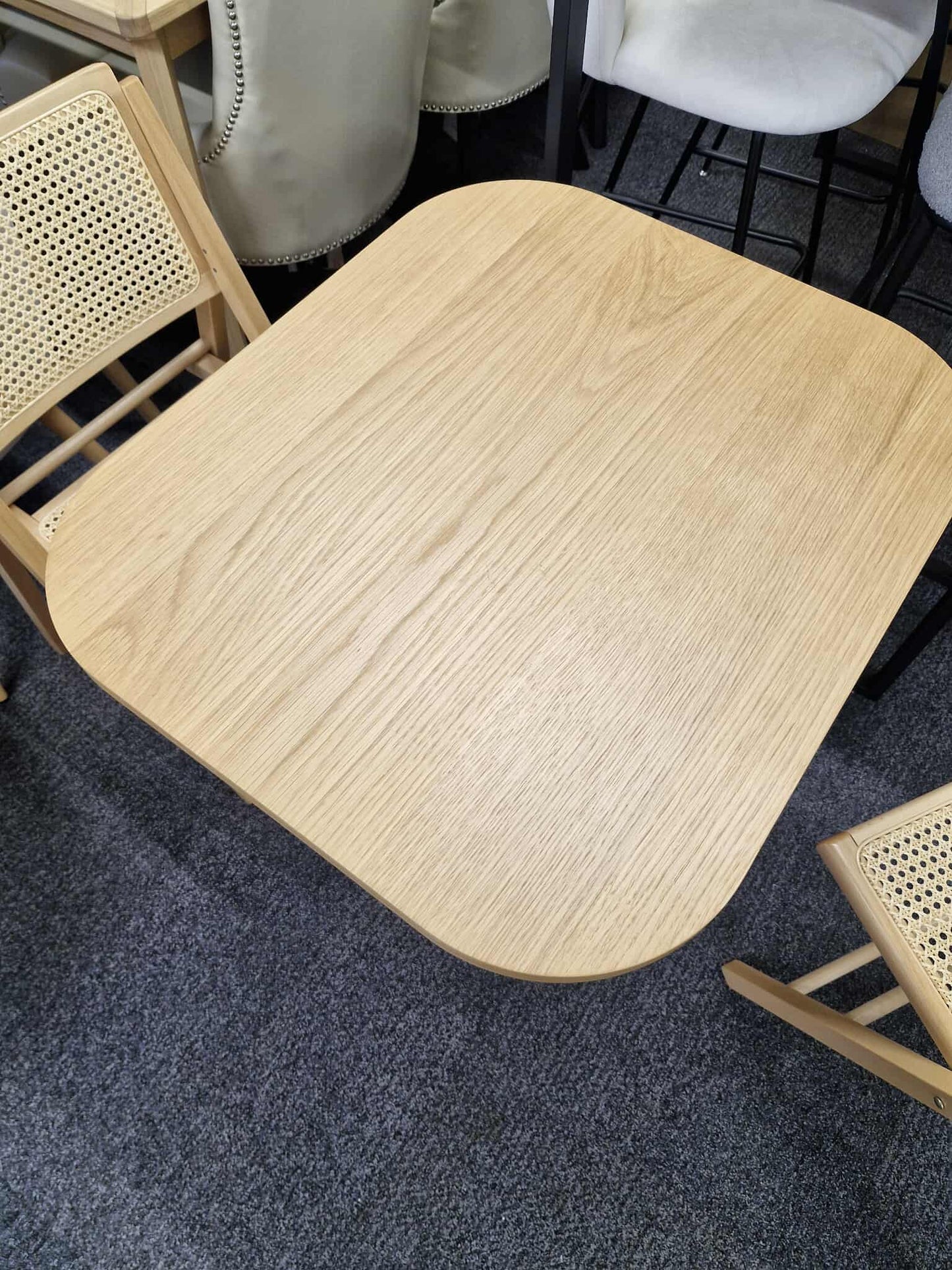 Oak Bistro / Small Dining Table / Ribbed Slatted Base