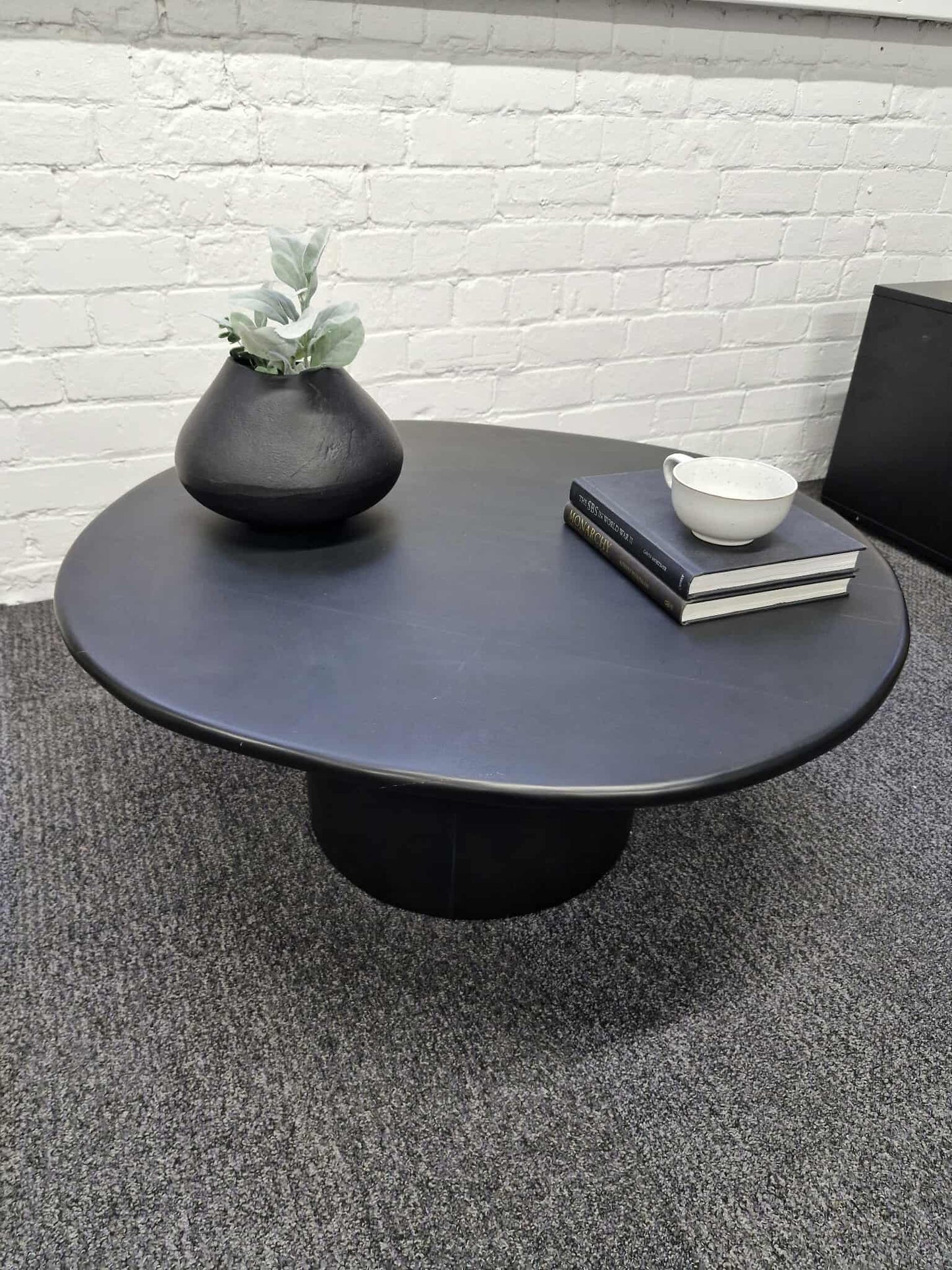 Organic Shape Solid Wood Black Coffee Table