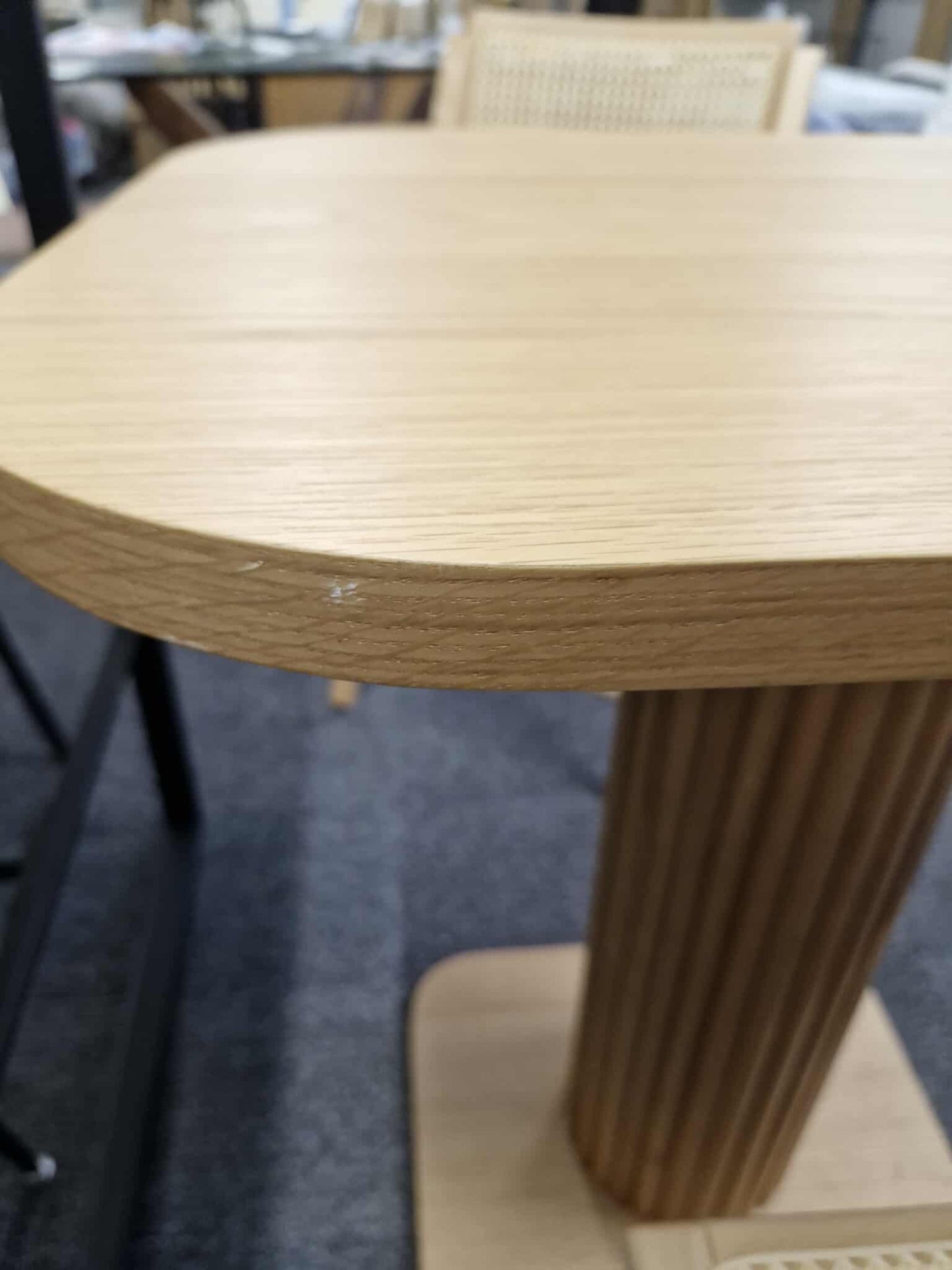 Oak Bistro / Small Dining Table / Ribbed Slatted Base