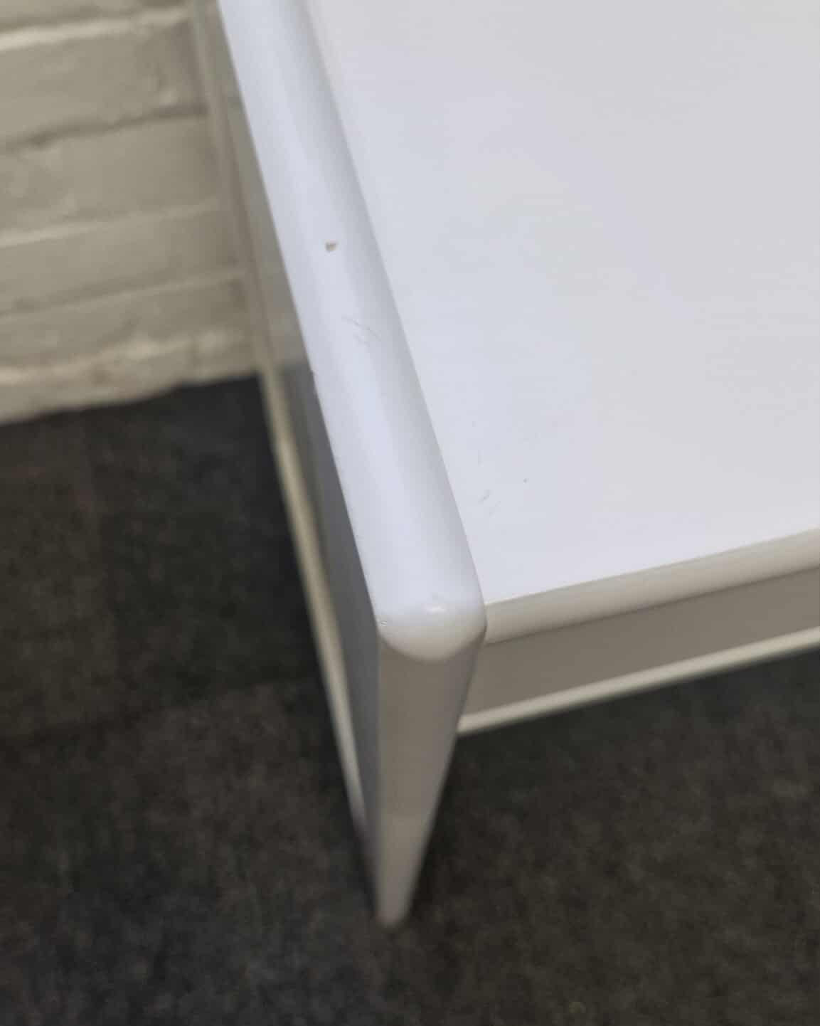White Solid Wood Large Desk with Storage Drawers