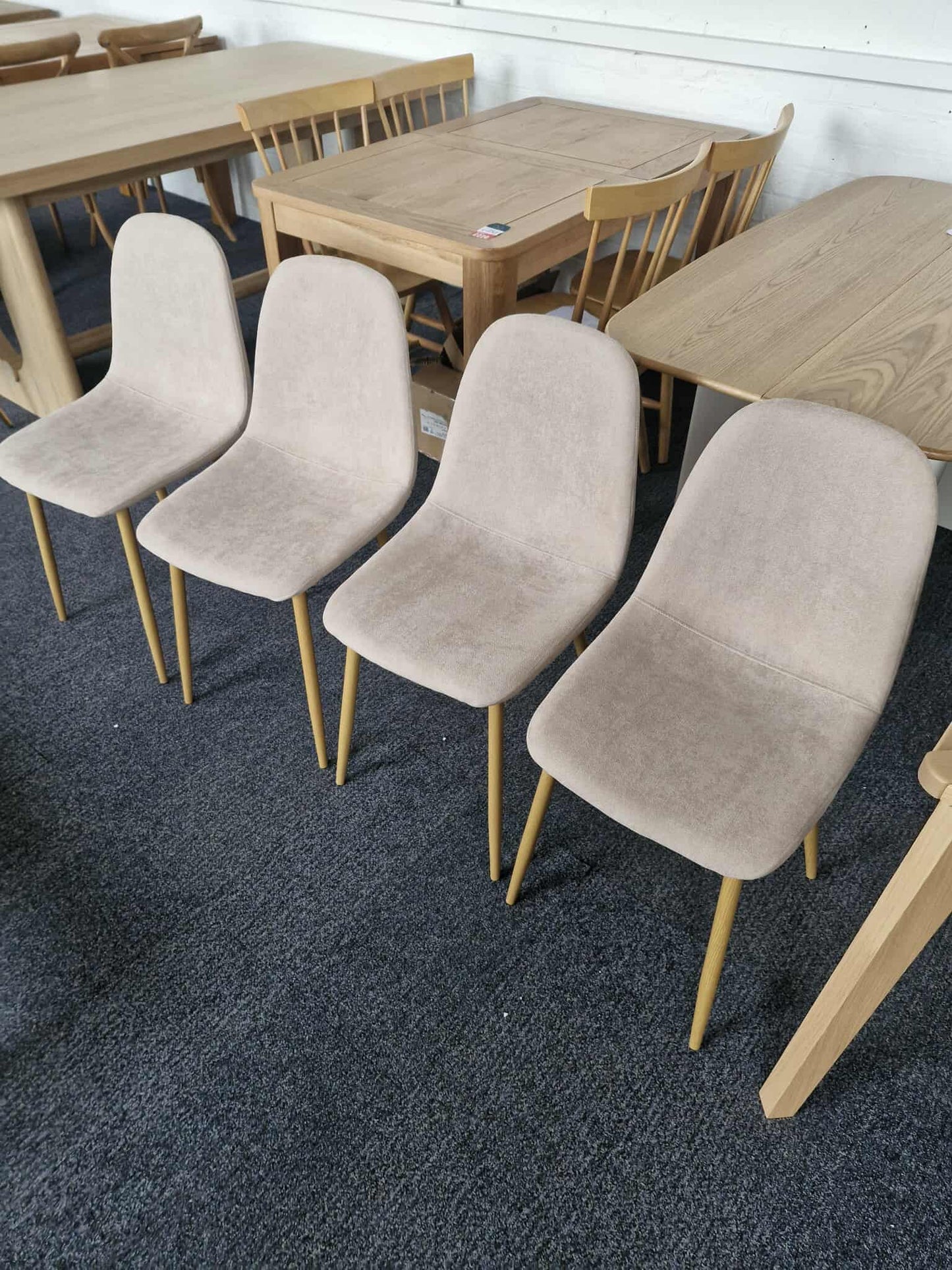 Beige and Oak / Set of 4 Dining Chairs