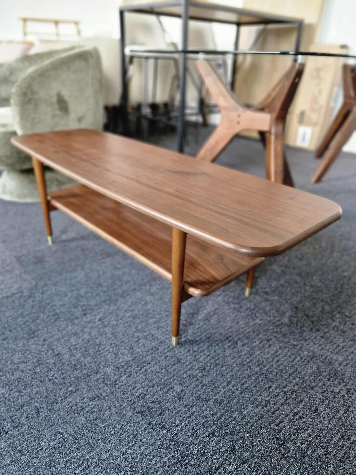 Vintage Style Walnut Coffee Table with Storage / La Redoute Watford RRP £299