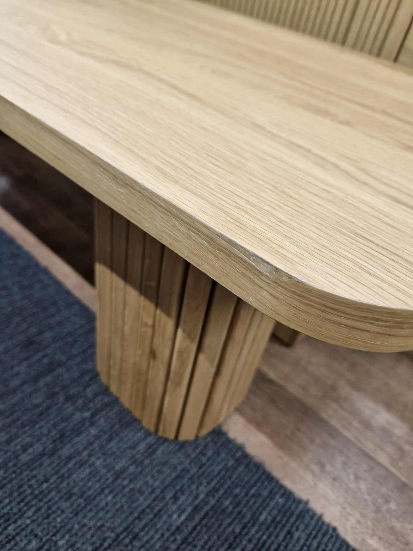 Large Oak Coffee Table with Slatted Legs