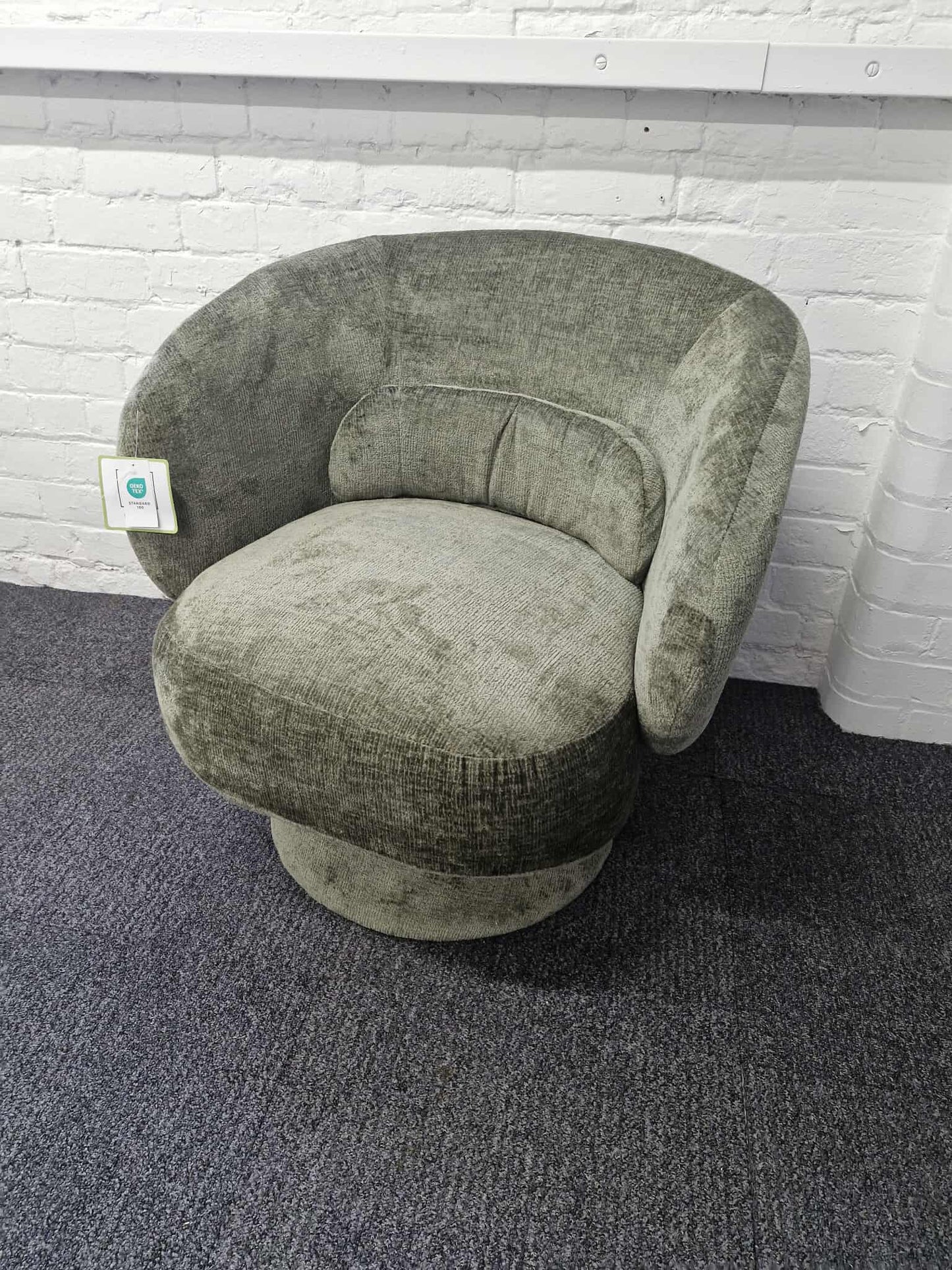 Olive Green Swivel Armchair  / Chenille  Fabric