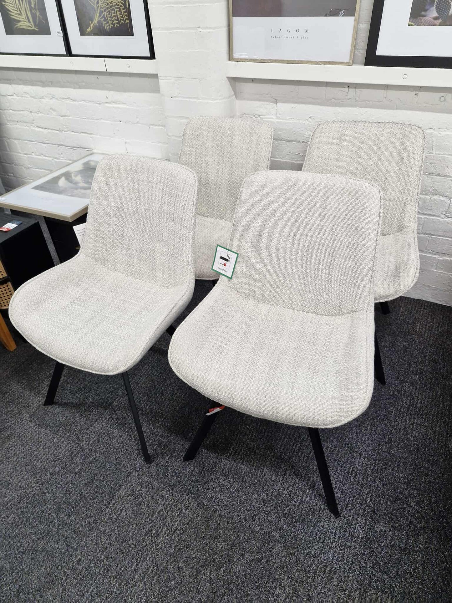 Light Grey and Black Dining Chairs / Set of 4