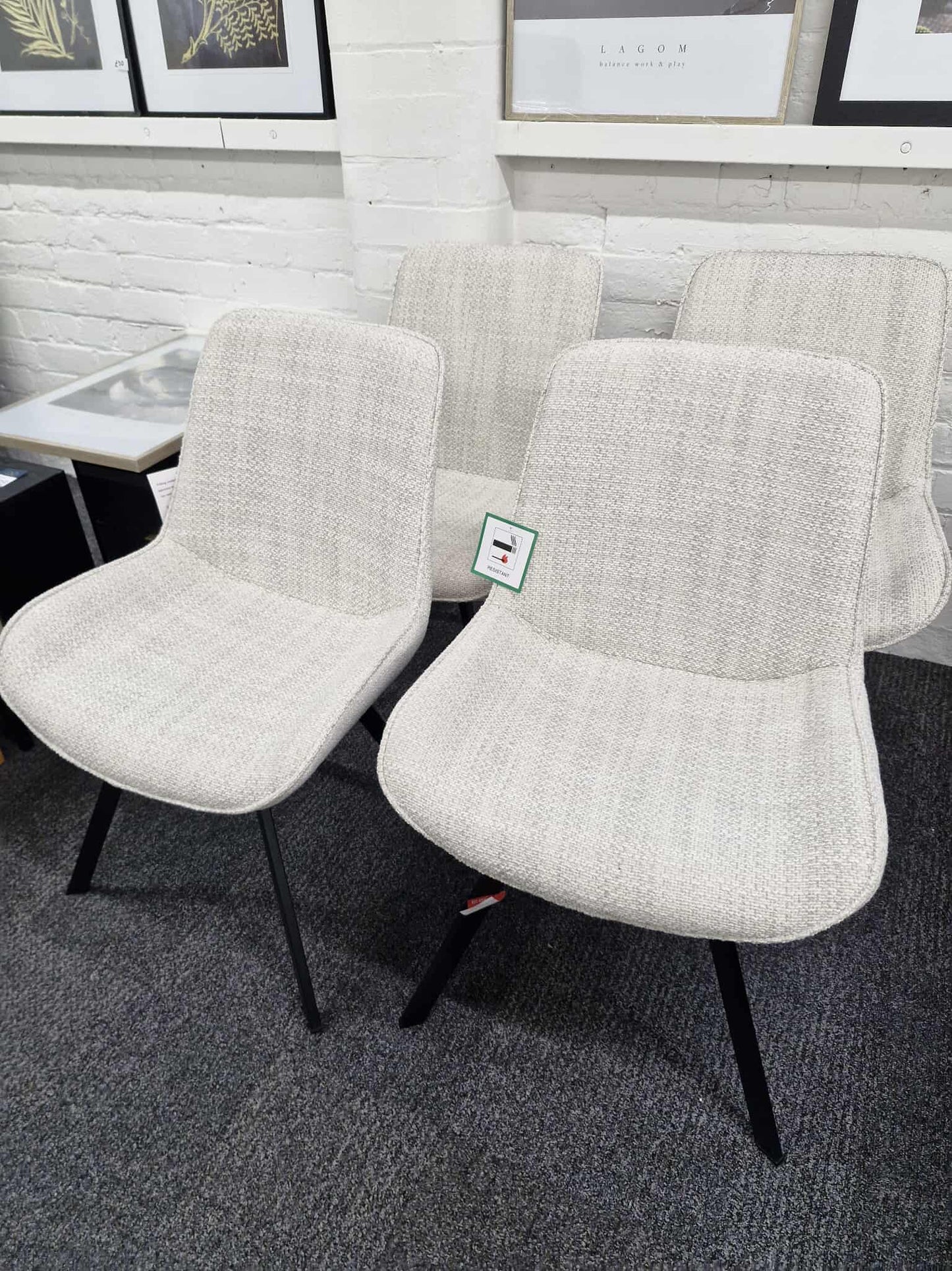 Light Grey and Black Dining Chairs / Set of 4
