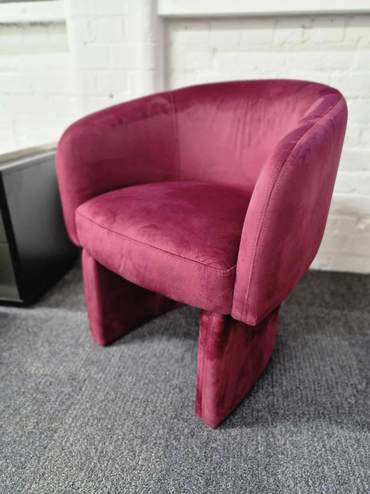 Burgundy Wine Velvet Armchair / Occasional Dining Chair