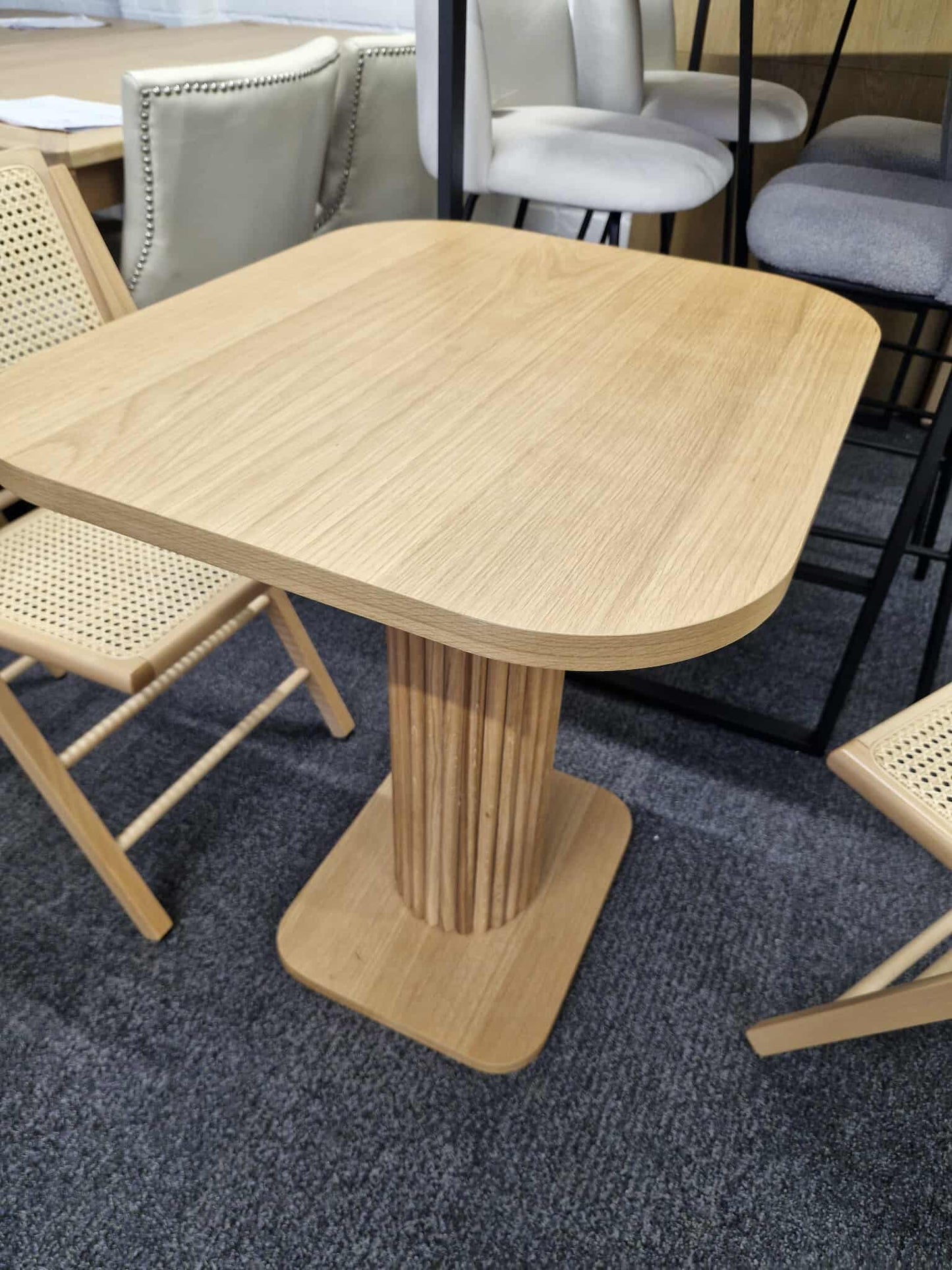 Oak Bistro / Small Dining Table / Ribbed Slatted Base