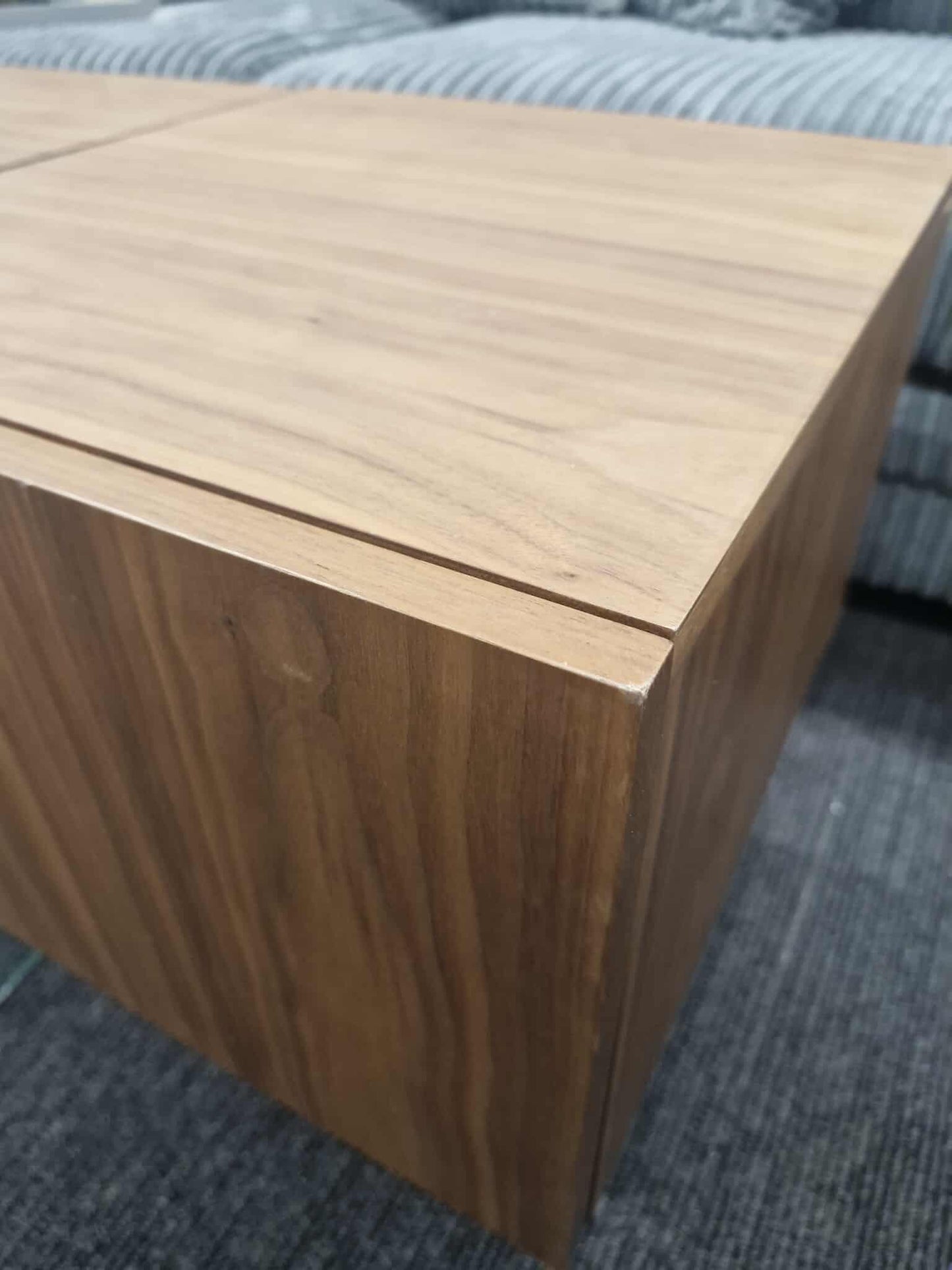 TV UNIT WALNUT BROWN & GLASS CABINET FLOATING WOODEN STYLE STAND