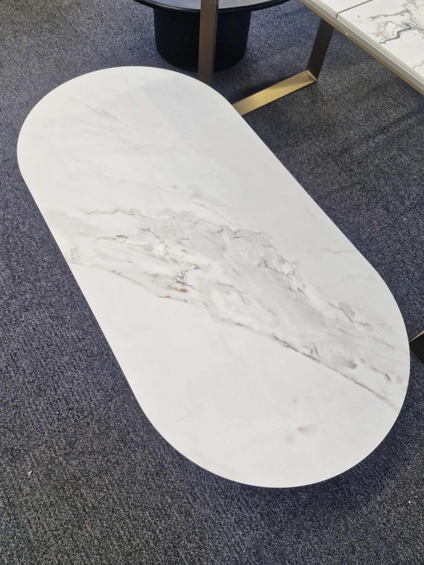 Ceramic Marble and Grey Oval Coffee Table