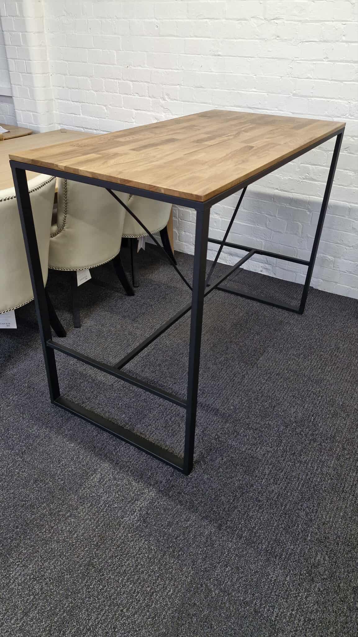 Oak and Steel 4-6 Seater High Bar Table