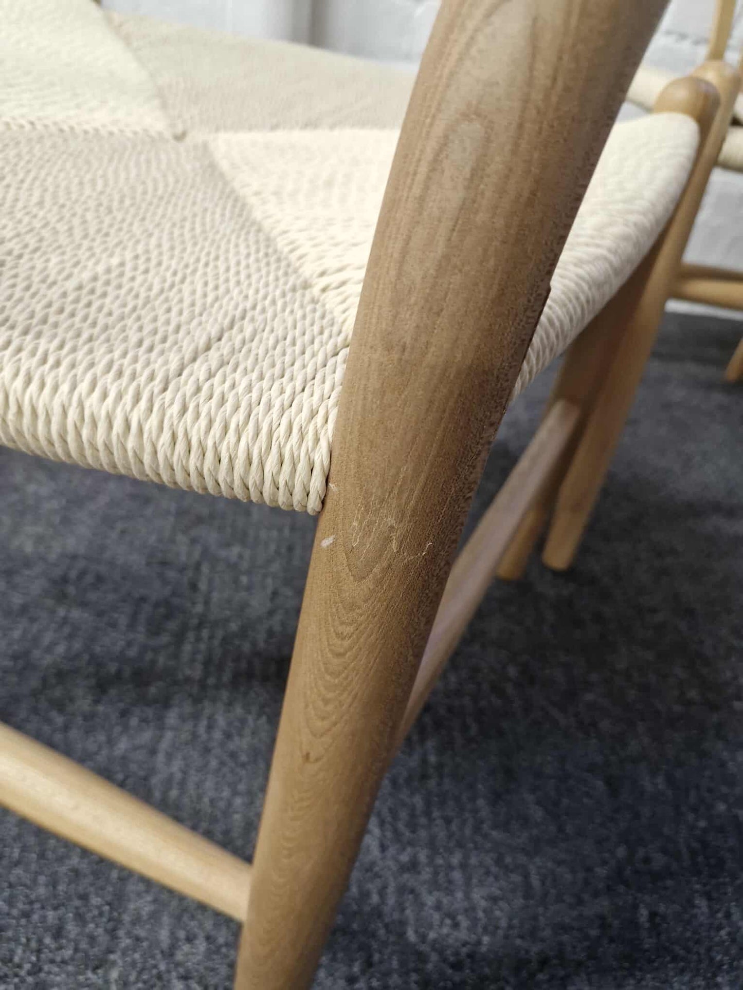 Set of 2 Whitney Natural Elm Wishbone Back Dining Chairs with Woven Seat