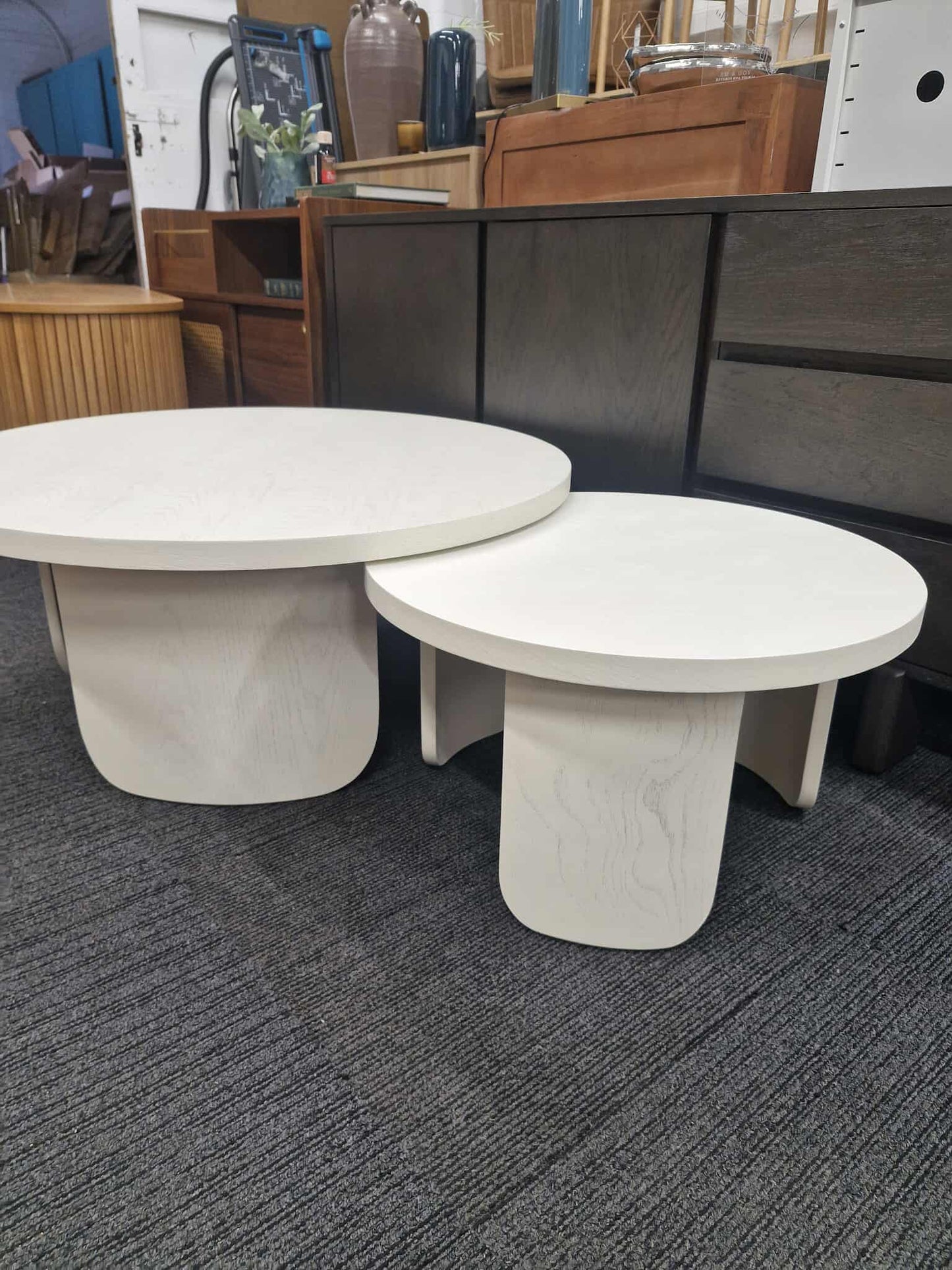 White Large Round Nest of Tables