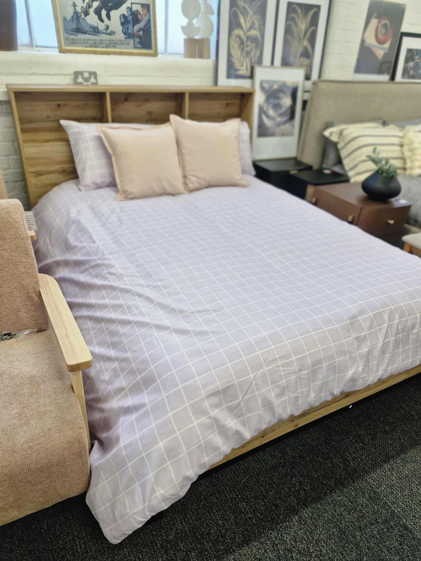 Oak Bookcase Headboard King Size Bed