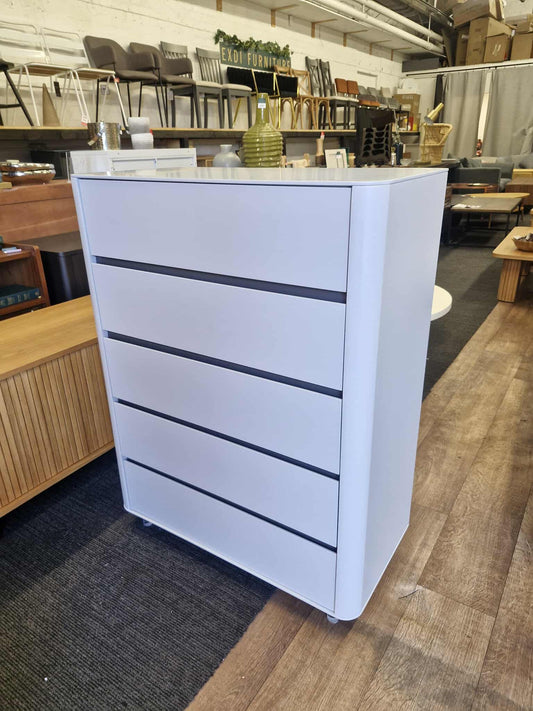 Matt Light Grey Tall Chest of Drawers