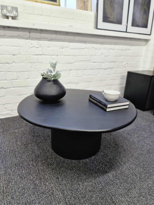 Organic Shape Solid Wood Black Coffee Table
