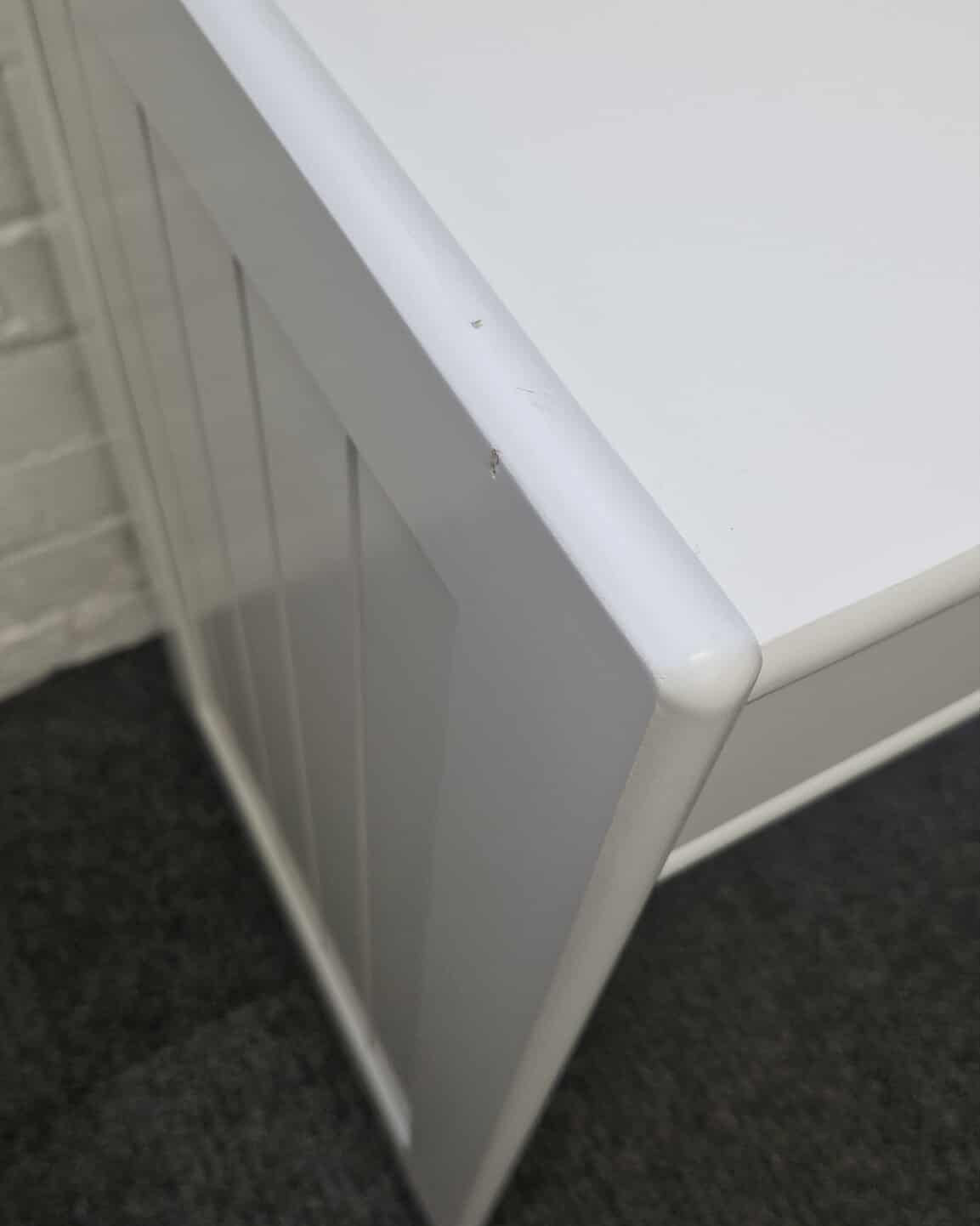 White Solid Wood Large Desk with Storage Drawers