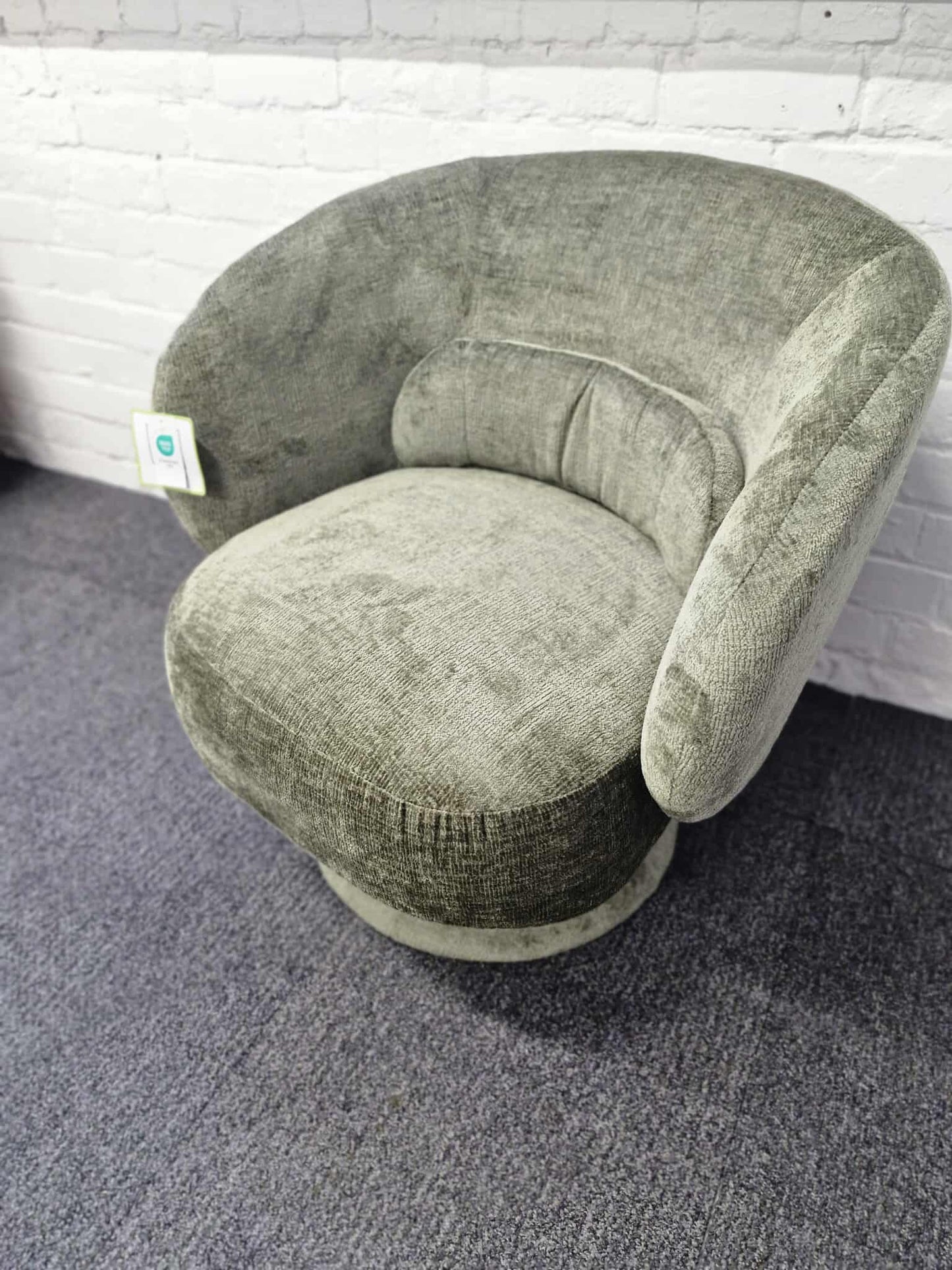 Olive Green Swivel Armchair  / Chenille  Fabric