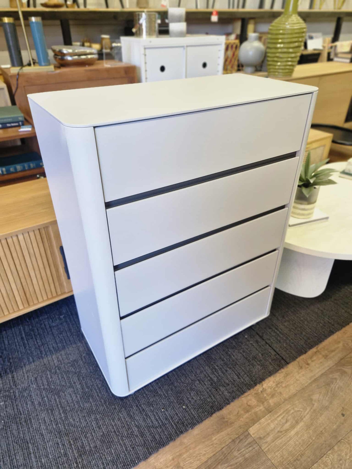 Matt Light Grey Tall Chest of Drawers
