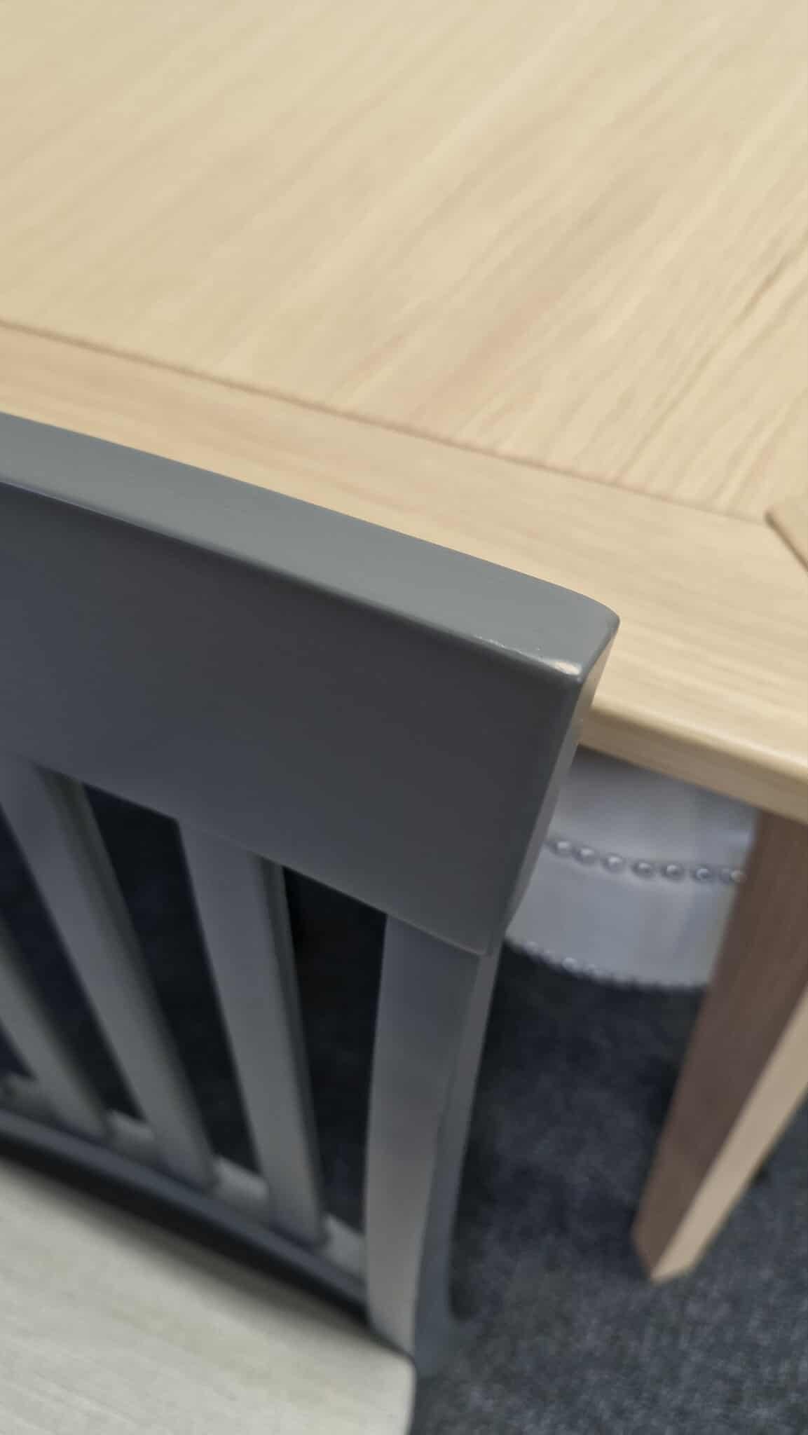 Slatted Dining Chair with Padded Seat, Set of 2, Grey