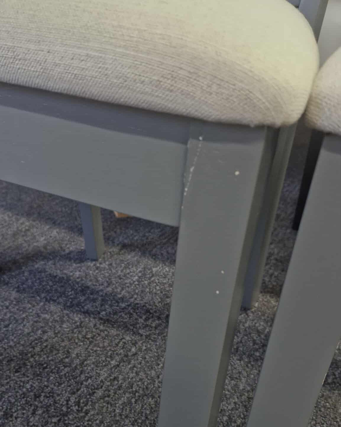 Slatted Dining Chair with Padded Seat, Set of 2, Grey