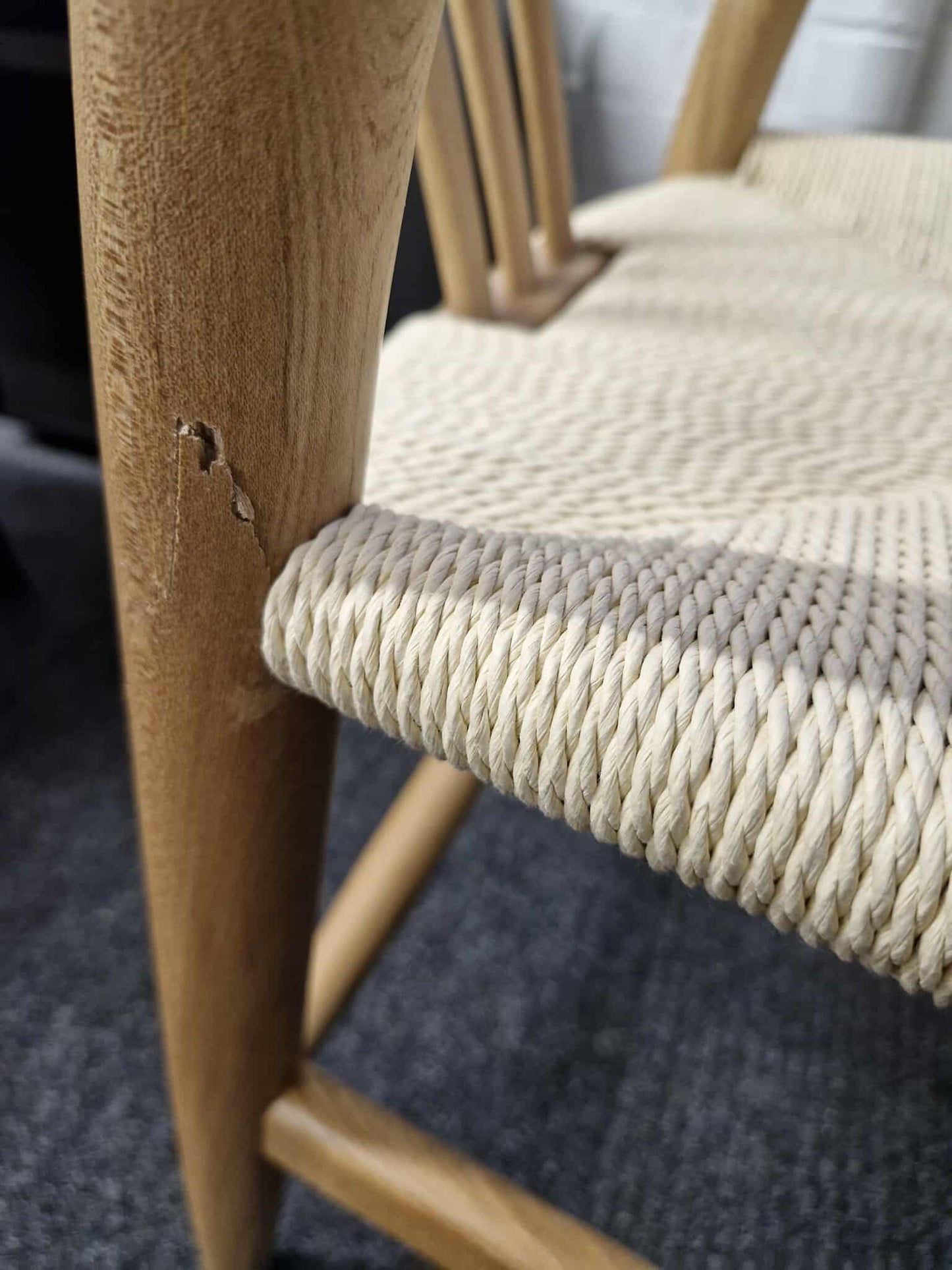 Set of 2 Whitney Natural Elm Wishbone Back Dining Chairs with Woven Seat