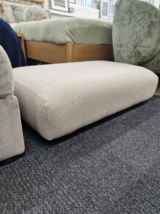 Low Beige/Natural Linen Effec Footstool Ottoman