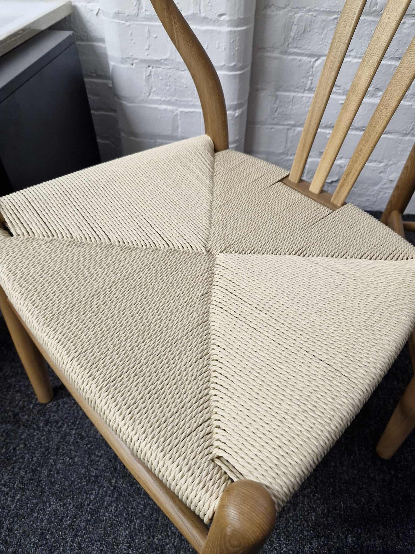 Set of 2 Whitney Natural Elm Wishbone Back Dining Chairs with Woven Seat