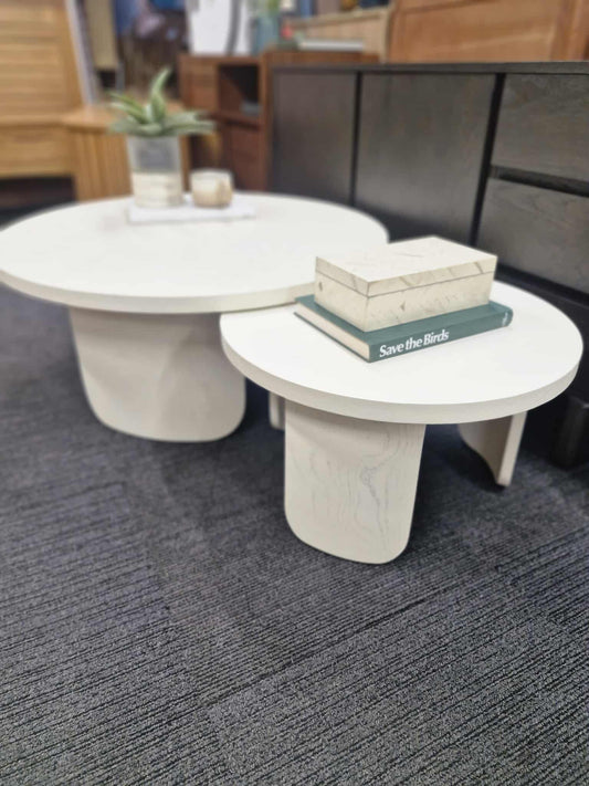 White Large Round Nest of Tables