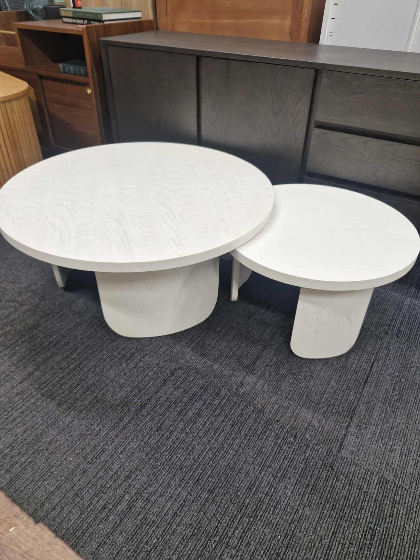 White Large Round Nest of Tables