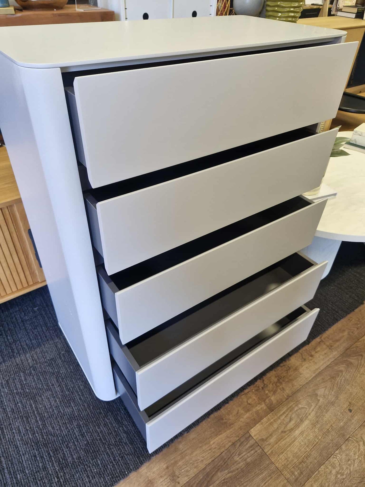 Matt Light Grey Tall Chest of Drawers