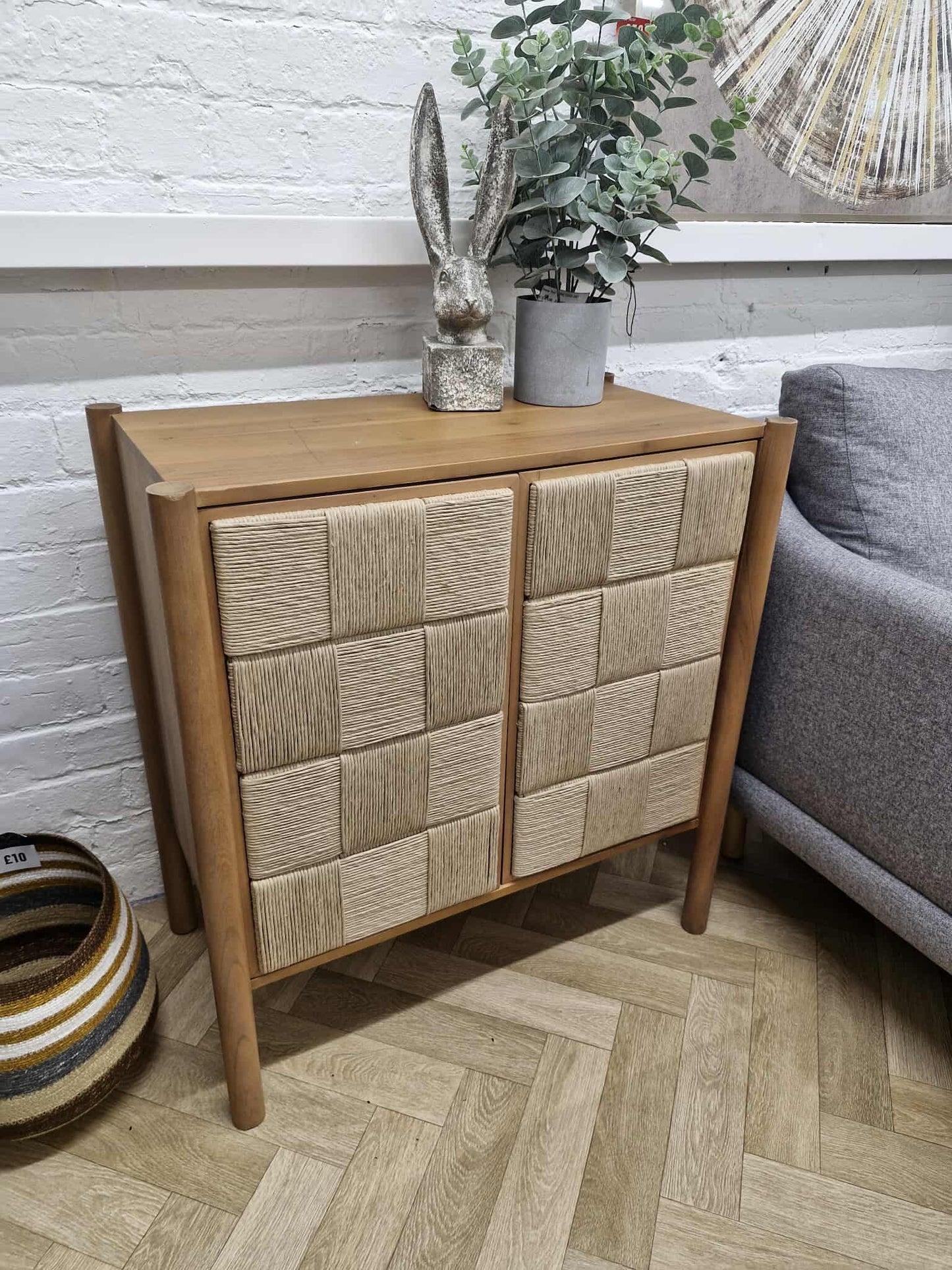 Solid Acacia Wood and Rope Small Cabinet / Sideboard
