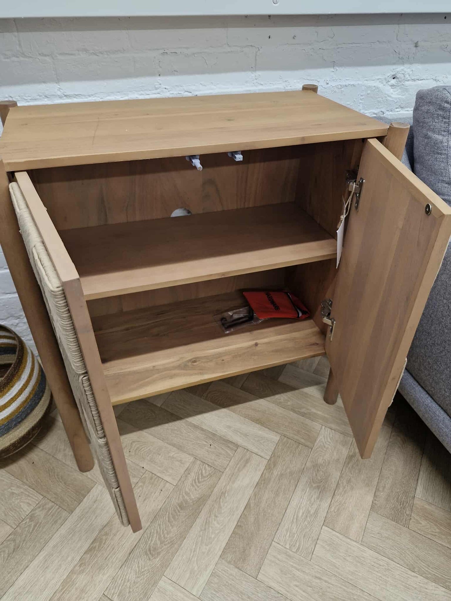 Solid Acacia Wood and Rope Small Cabinet / Sideboard
