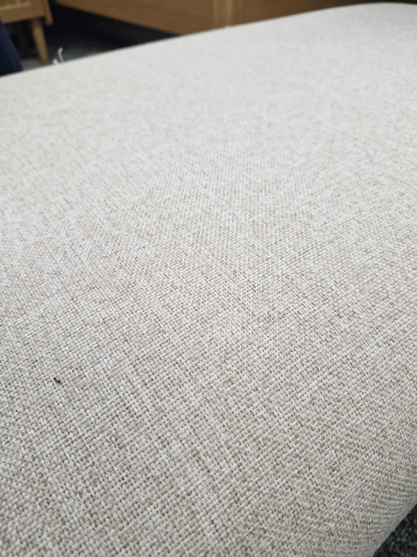 Low Beige/Natural Linen Effec Footstool Ottoman