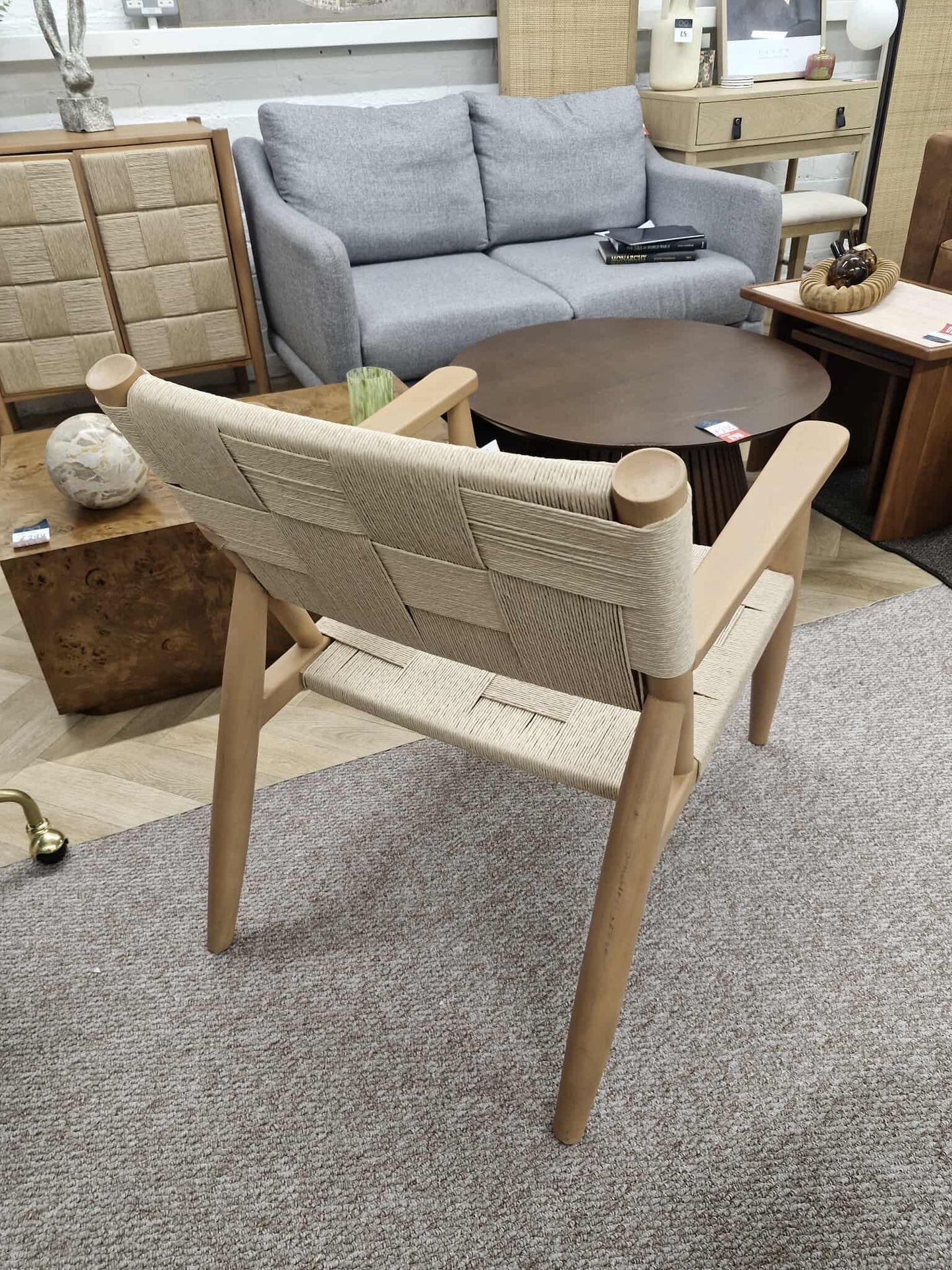Solid wood and  Woven Accent Chair