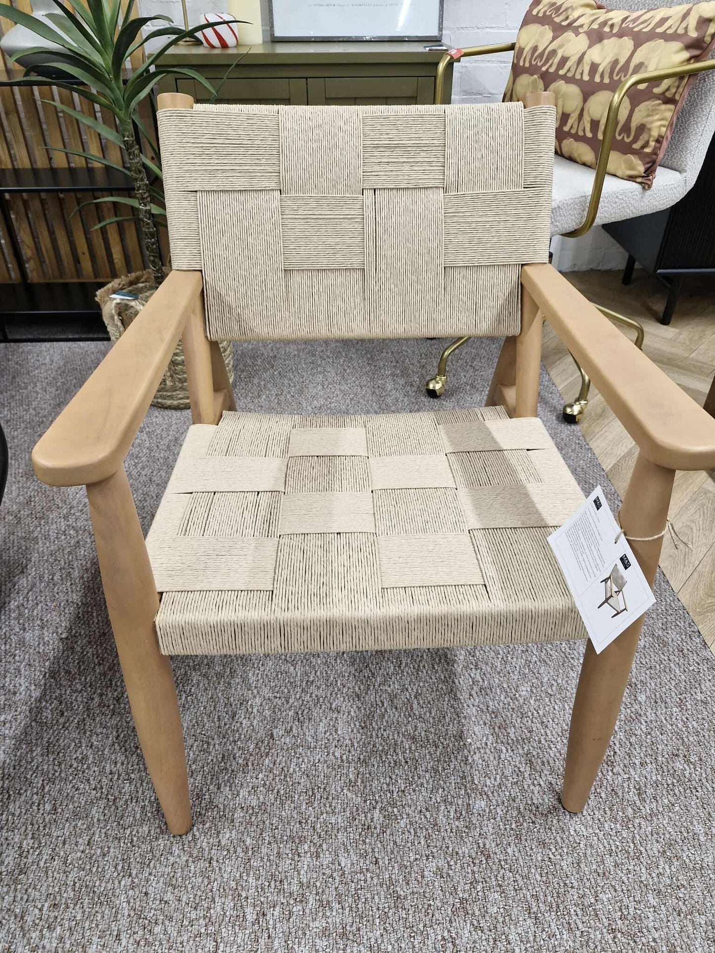 Solid wood and  Woven Accent Chair