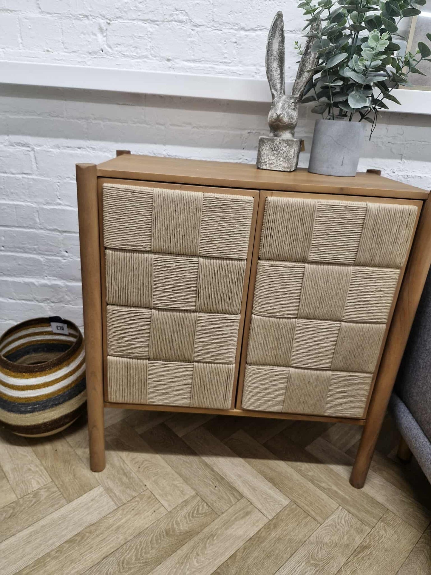 Solid Acacia Wood and Rope Small Cabinet / Sideboard