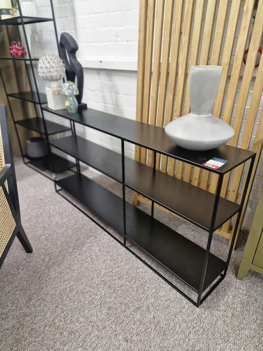 Low, Wide and Narrow Black Metal Bookcase / Display Unit