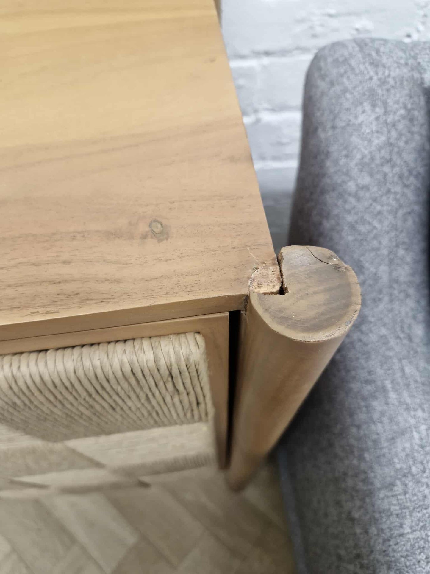 Solid Acacia Wood and Rope Small Cabinet / Sideboard