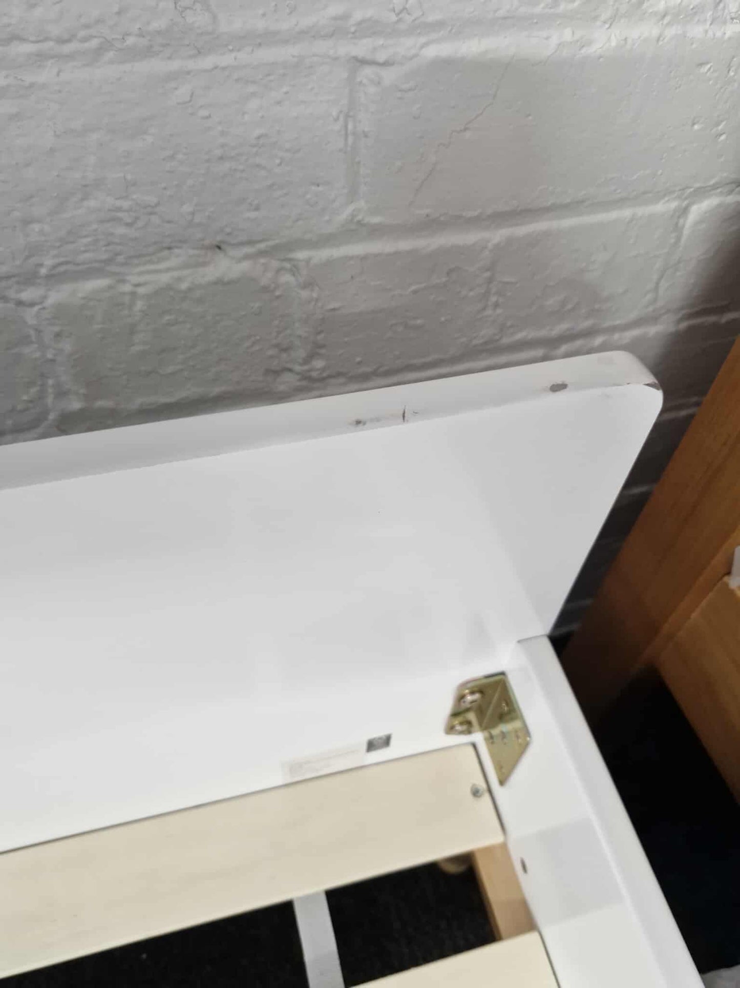 Single White and Wood Bed with Mattress