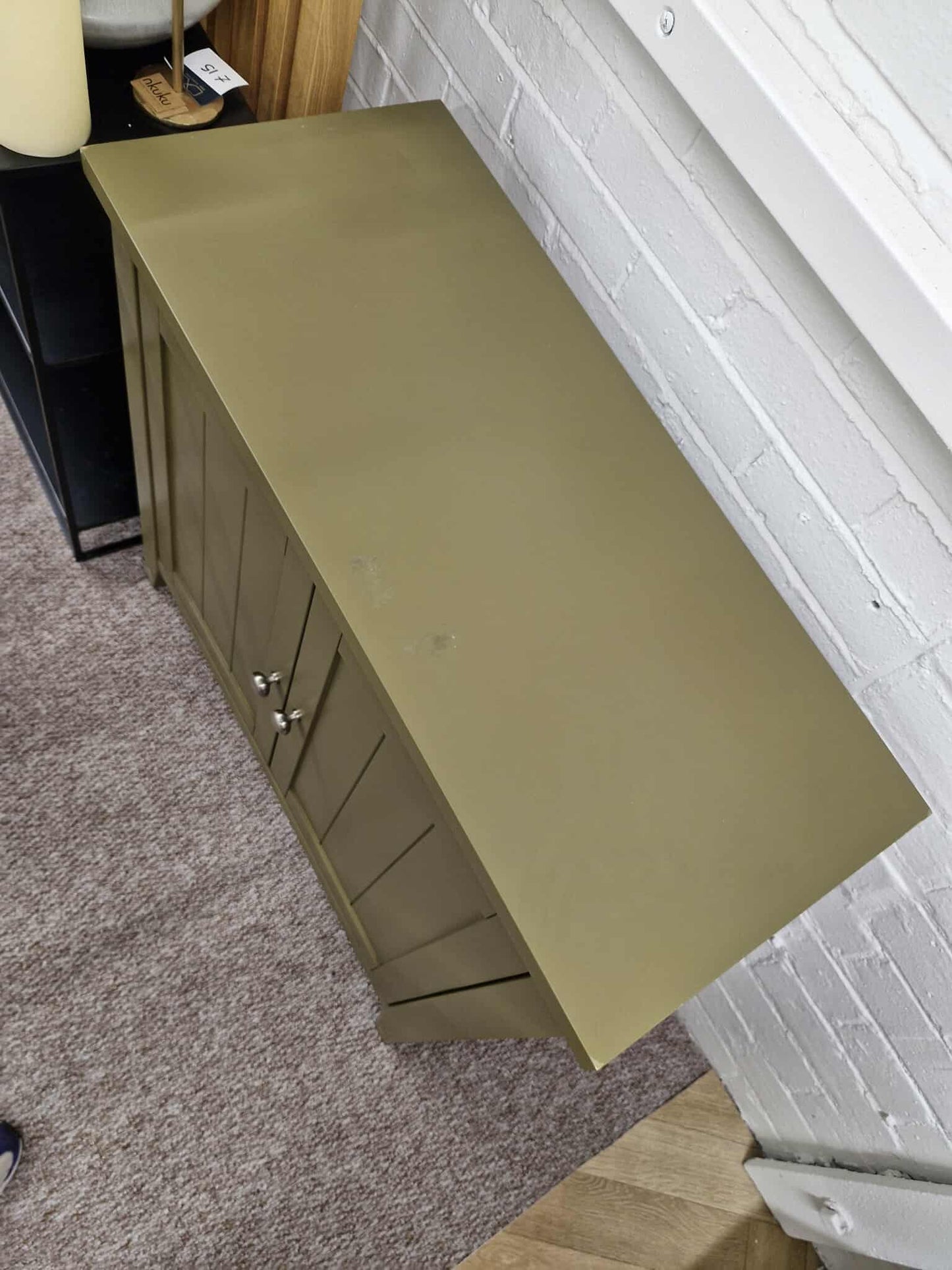 Olive Green Small Slim Cabinet / Compact Sideboard