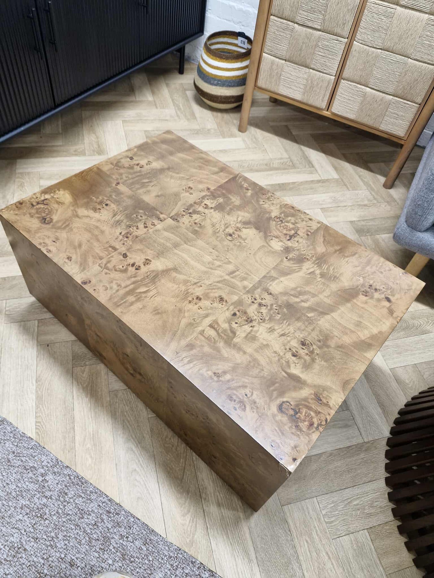 Large Burl Box Coffee Table
