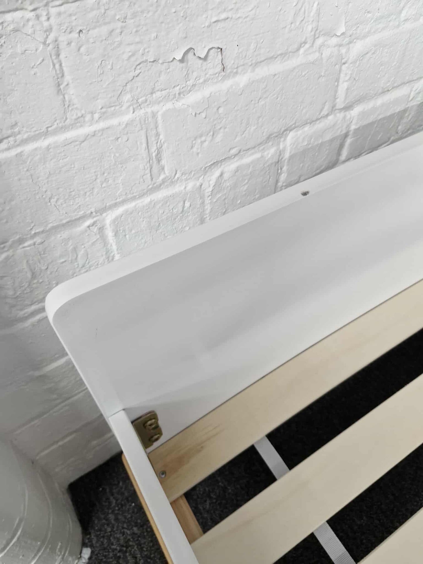 Single White and Wood Bed with Mattress
